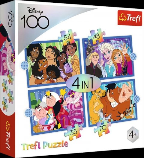 neuveden: Trefl Puzzle Disney 100 let: Disneyho veselý svět 4v1 (35,48,54,70 dílků)