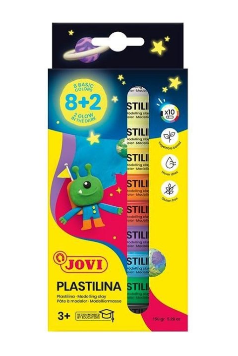 neuveden: JOVI Glow plastelína 10x15g (8 základních barev + 2 barvy svítící ve tmě)