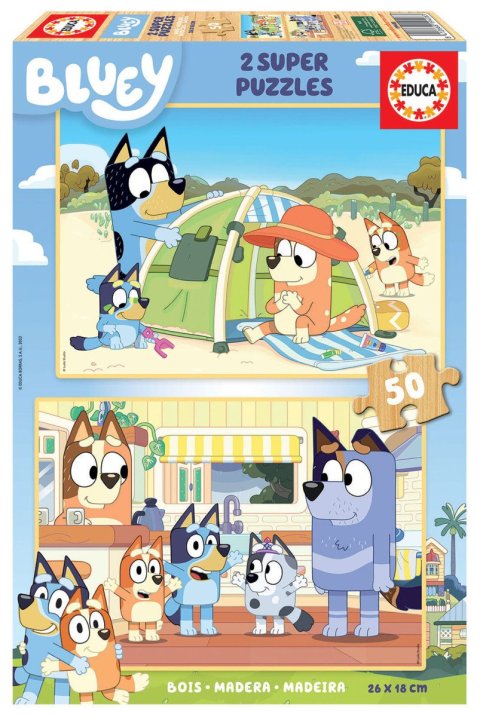 neuveden: Dřevěné puzzle Bluey 2x50 dílků