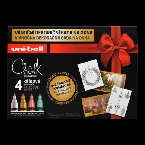 neuveden: Uniball sada křídových popisovačů 1,8 - 2,5 mm - Vánoční dekorační sada