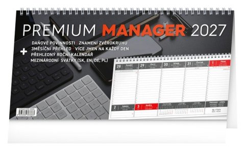 : Kalendář 2027 stolní: Premium Manager, 32 x 16 cm