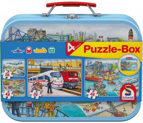 neuveden: Schmidt Puzzle v plechovém kufříku - Doprava 4v1