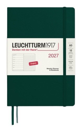 -: Týdenní plánovač & Zápisník Forest Green, tečkovaný Medium A5 2027, anglick