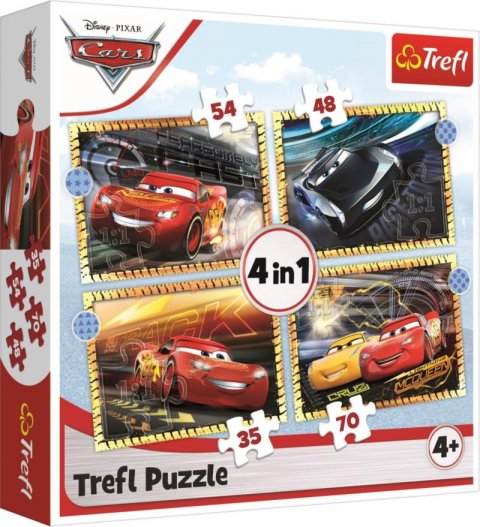 neuveden: Trefl Puzzle Auta 3 - Připravit, pozor, teď! 4v1 / 35,48,54,70 dílků