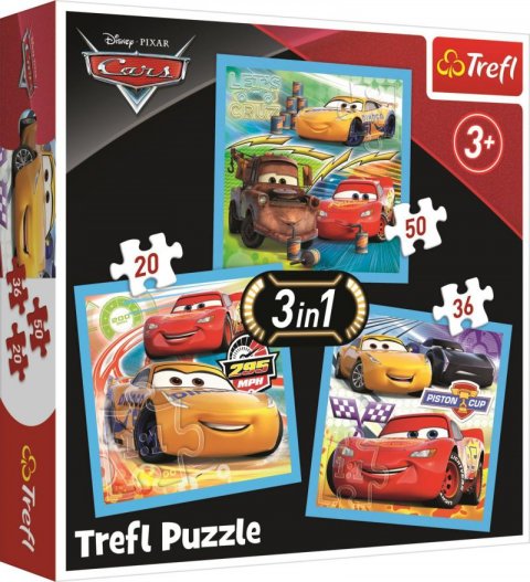 neuveden: Trefl Puzzle Auta 3 - Přátelé 3v1 (20,36,50 dílků)