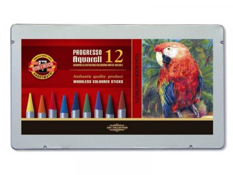 neuveden: Koh-i-noor pastelky PROGRESSO akvarelové souprava 12 ks v plechové krabičce neuveden: Koh-i-noor pastelky PROGRESSO akvarelové souprava 12 ks v plechové krabičce