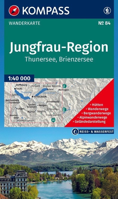 : Oblast Jungfrau, jezero Thun, jezero Brienz 1:40 000 / turistická mapa KOMP