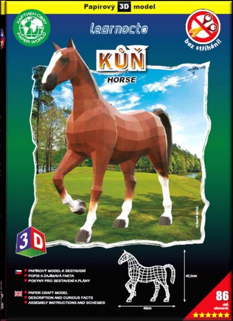 neuveden: Kůň – Papírový 3D model/86 dílků