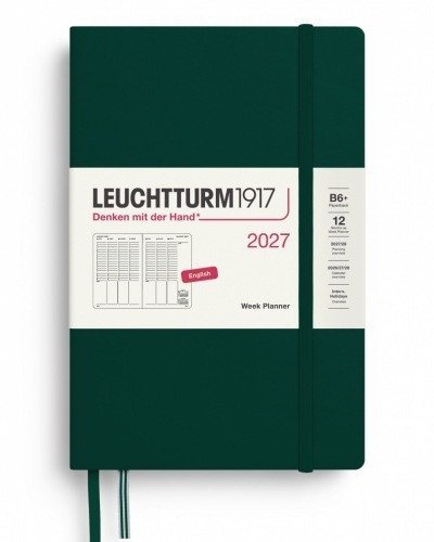 -: Týdenní plánovač Forest Green, Paperback B6+ 2027, anglicky
