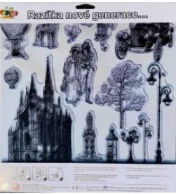 neuveden: Gelová razítka na stěnu 30 x 30 cm - Historické město s automobilem neuveden: Gelová razítka na stěnu 30 x 30 cm - Historické město s automobilem