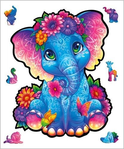 : Dřevěné puzzle - Kouzelný sloník
