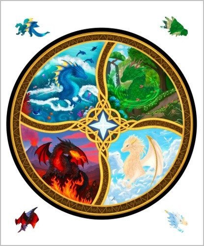 : Dřevěné puzzle - Draci čtyř živlů