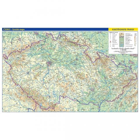 neuveden: Česko - nástěnná fyzická mapa 1 : 500 000