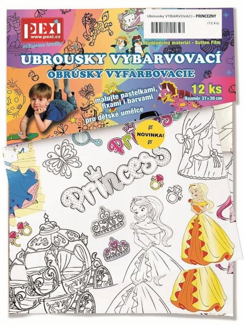 neuveden: Vybarvovací ubrousky Princezny 12 kusů