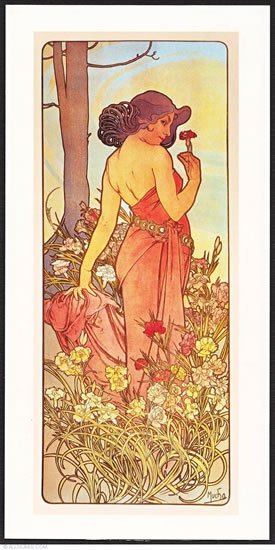 neuveden: Pohled Alfons Mucha – Carnation, dlouhý neuveden: Pohled Alfons Mucha – Carnation, dlouhý