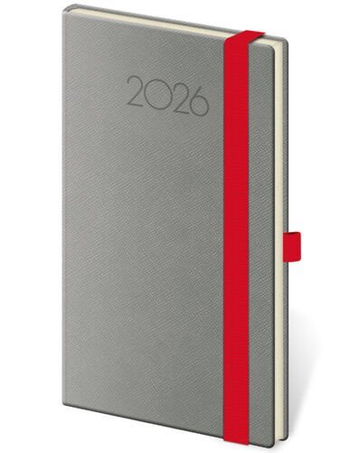 neuveden: Diář 2026 týdenní kapesní Praga - tmavě šedá