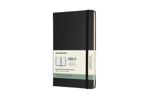 neuveden: Moleskine: Horizontální diář 2020-2021 tvrdý černý L