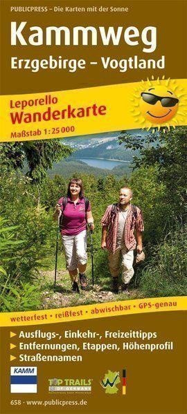 neuveden: Krušné hory – hřebenová trasa Vogtland 1:25 000 / turistická mapa
