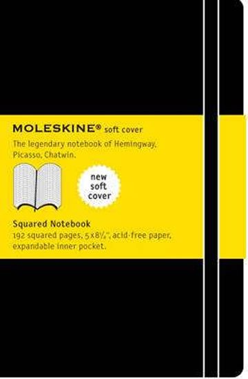 neuveden: Zápisník Moleskine - měkké desky, L, čtverečkovaný - černý neuveden: Zápisník Moleskine - měkké desky, L, čtverečkovaný - černý