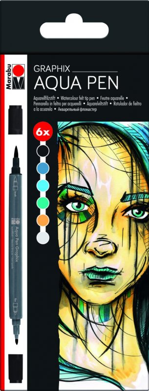 neuveden: Marabu Graphix sada akvarelových popisovačů 6 ks