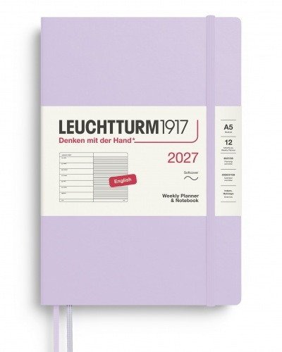 -: Týdenní plánovač & Zápisník Lilac, Medium A5 2027, Softcover, anglicky