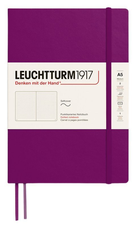 : Zápisník Leuchtturm1917 A5 měkké desky Burgundy tečkovaný