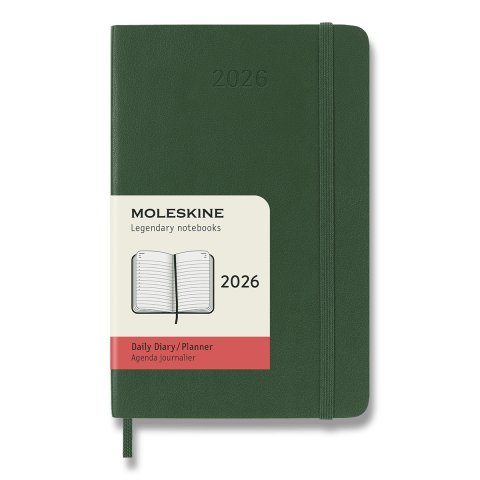 neuveden: Diář Moleskine 2026 - měkké desky, S, denní, tmavě zelený