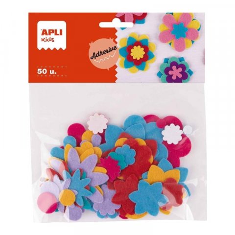 neuveden: Apli filcové květin 50 ks samolepící - mix velikostí a barev