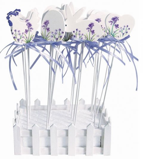 neuveden: Dřevěná dekorace 5cm - zápich levandule