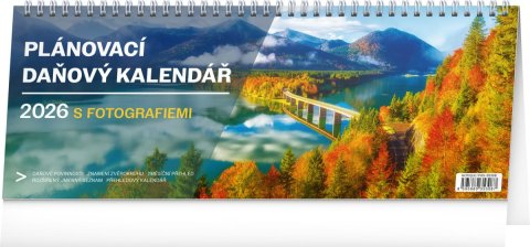 neuveden: Kalendář 2026 stolní: Plánovací daňový s fotografiemi, 33 x 12,5 cm