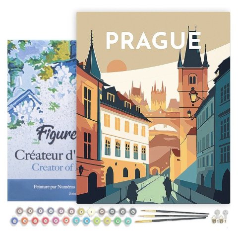 : Malování podle čísel - Vintage Praha na rámu 40x50cm