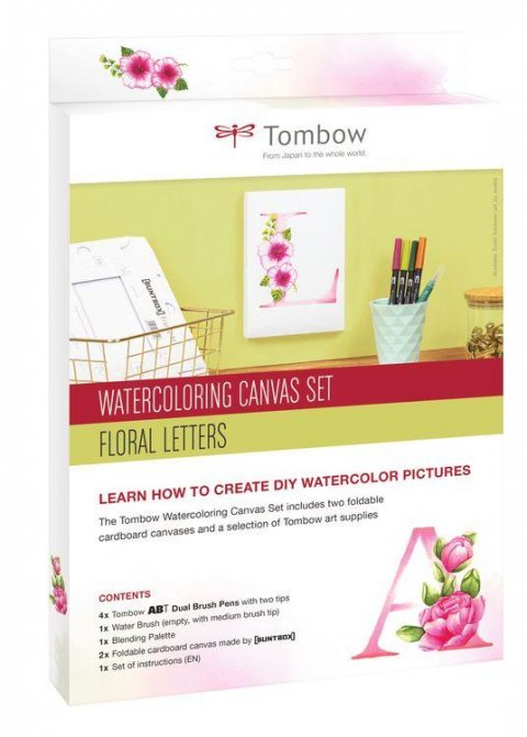 neuveden: Tombow Sada Watercoloring Canvas Set Floral Letters