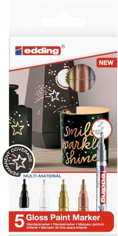 neuveden: Edding Lakový popisovač 753 kaligrafický, Metal sada 5 ks