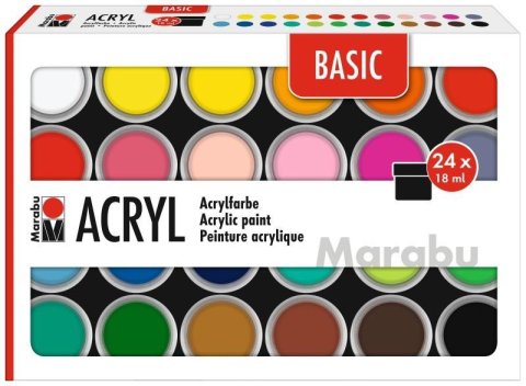 neuveden: Marabu Sada akrylových barev Basic 24 x 18 ml