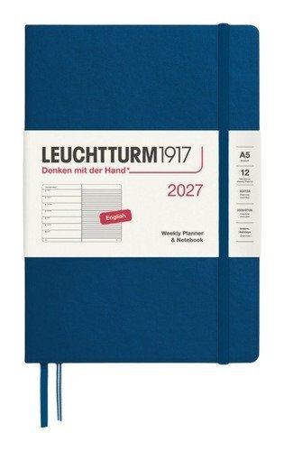 -: Týdenní plánovač & Zápisník Indigo, Medium A5 2027, anglicky