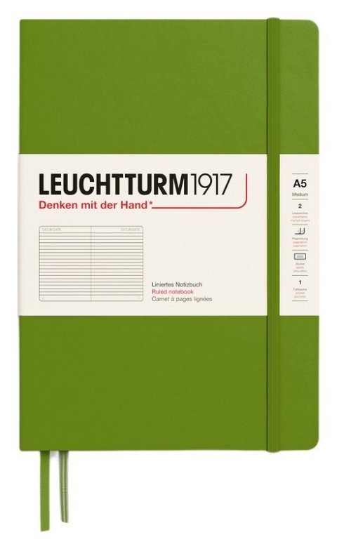 : Zápisník Leuchtturm1917 A5 tvrdé desky Moss linkovaný