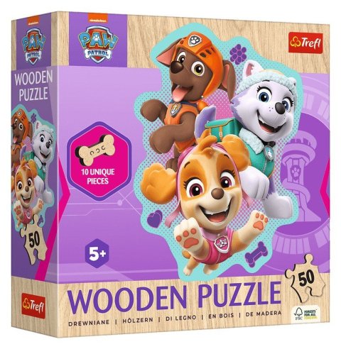neuveden: Dřevěné obrysové puzzle Tlapková patrola: Veselá štěňata 50 dílků
