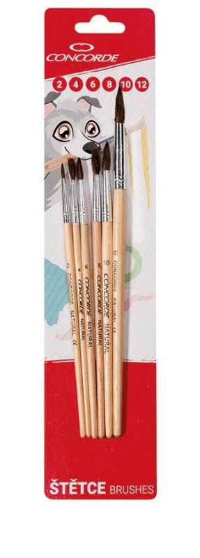 neuveden: Concorde Sada štětců Natural kulaté 6 ks