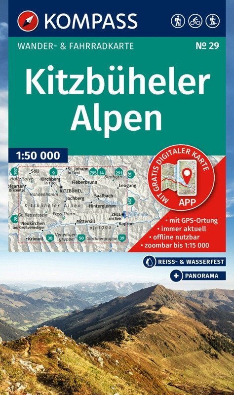 : Kitzbühelské Alpy 1:50 000 / turistická mapa KOMPASS 29
