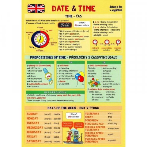 neuveden: Angličtina Date & Time - Pomůcka pro školáky