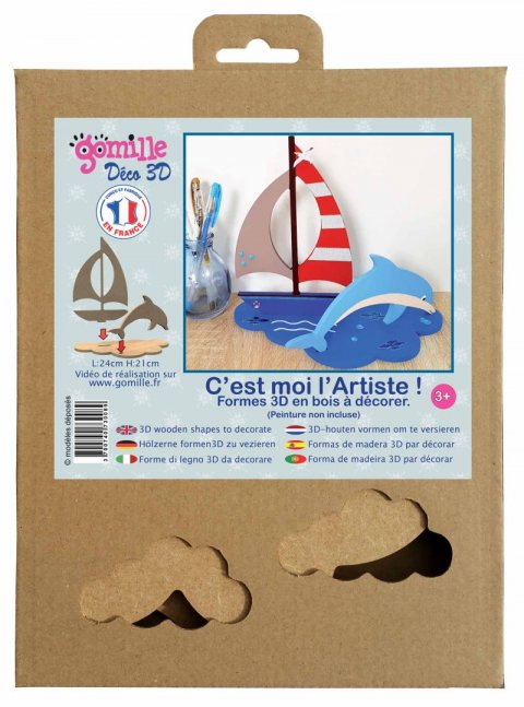 neuveden: Aladine dřevěná sada k dotvoření - delfín a plachetnice