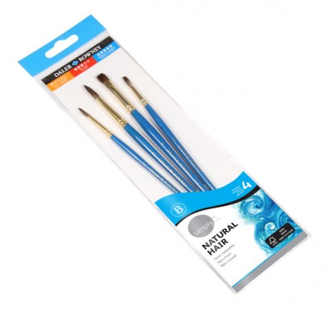 neuveden: Daler - Rowney SIMPLY Natural sada štětců 4 ks - velbloudí vlas, akvarel, k