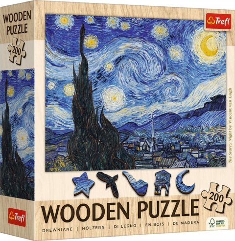 neuveden: Dřevěné puzzle Art: Vincent van Gogh - Hvězdná noc 200 dílků neuveden: Dřevěné puzzle Art: Vincent van Gogh - Hvězdná noc 200 dílků