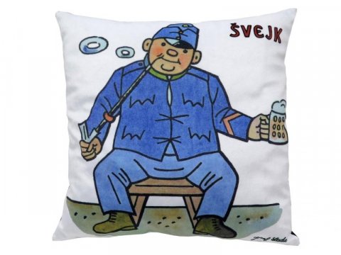 Lada Josef: Švejk s půllitrem/ Polštář 25x25cm Lada Josef: Švejk s půllitrem/ Polštář 25x25cm