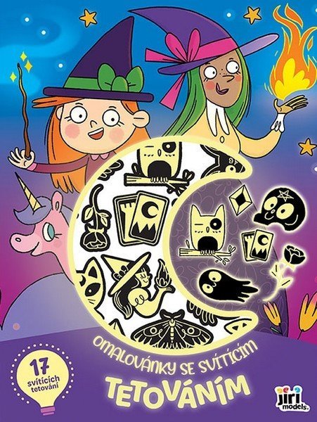 -: Strašidla a čarodějnice - Omalovánky se svítícím tetováním