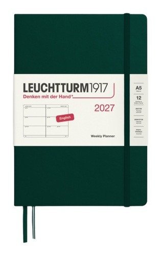 -: Týdenní plánovač Forest Green, Medium A5 2027, anglicky