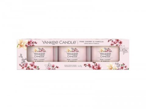 neuveden: YANKEE CANDLE Pink Cherry Vanilla svíčka votivní 3ks sada