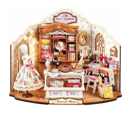 : 3D dřevěná skládačka Miniatura domečku Elsino krejčovství