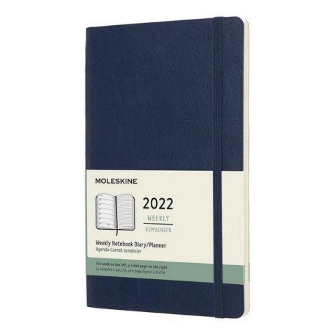 neuveden: Moleskine Plánovací zápisník 2022 modrý L, měkký