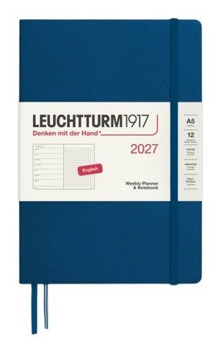 -: Týdenní plánovač & Zápisník Indigo, tečkovaný Medium A5 2027, anglicky